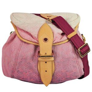 LOUIS VUITTON Denim Sunshine Crossbody Messenger Shoulder Bag Pink Monogram LV